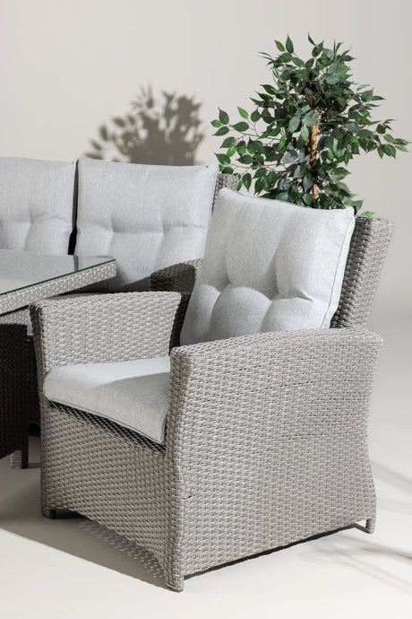 Garten Set Brentwood aus grauem Geflecht mit Glas Tischplatte in Grau von Venture Home – Bild 14