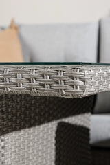 Garten Set Brentwood aus grauem Geflecht mit Glas Tischplatte in Grau von Venture Home – Bild 16