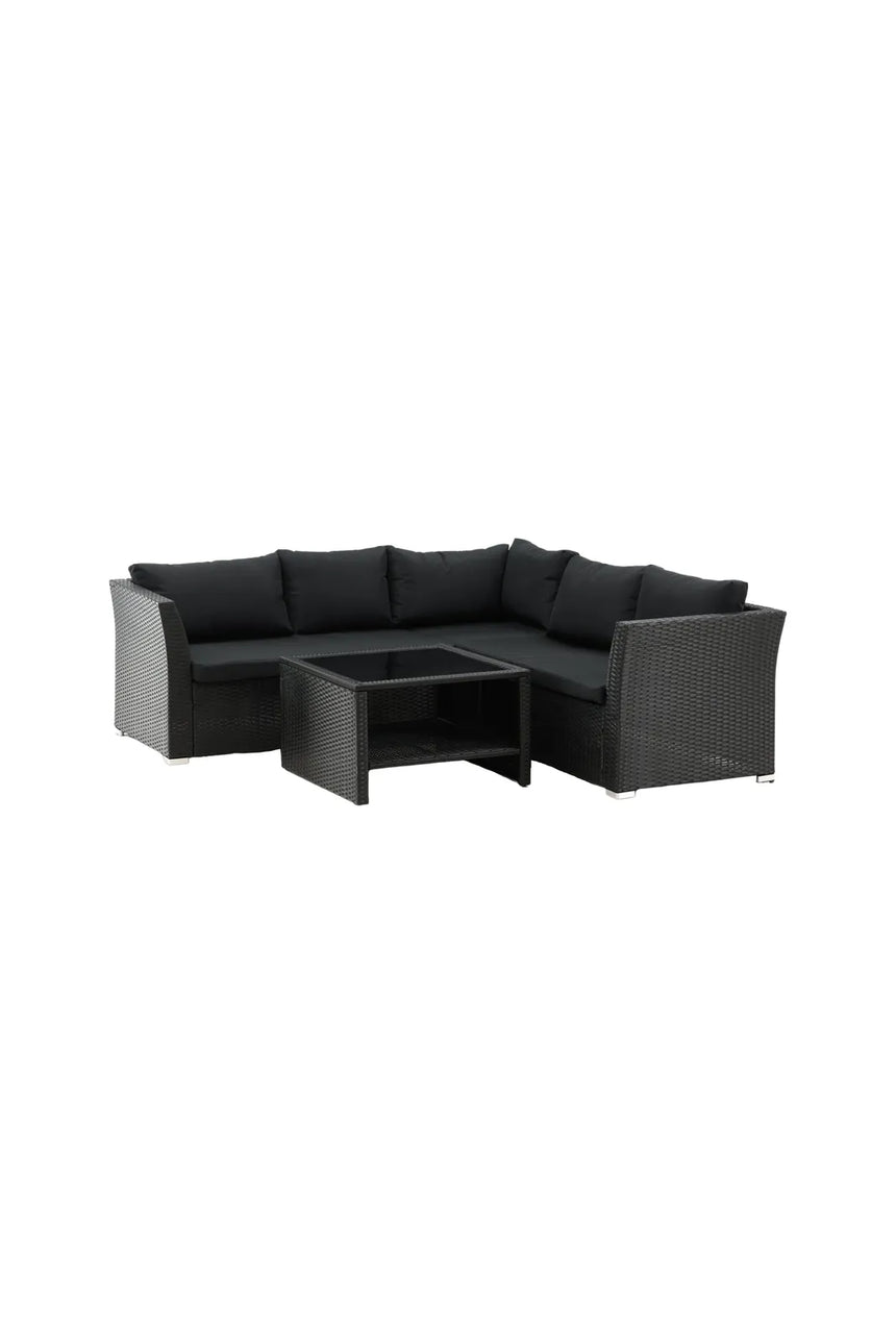 Garten Set Haiti aus schwarzem Geflecht mit schwarzen Polyesterkissen von Venture Home – Bild 12