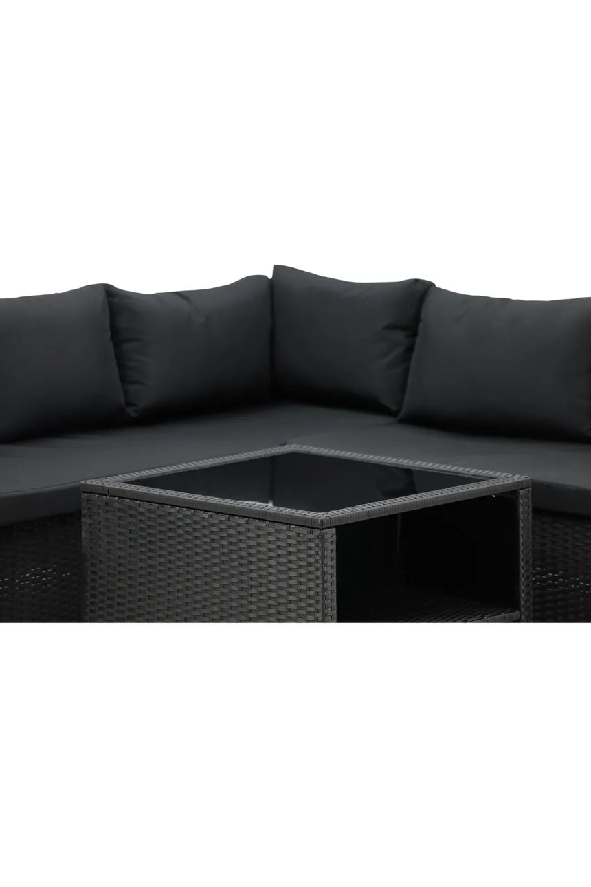 Garten Set Haiti aus schwarzem Geflecht mit schwarzen Polyesterkissen von Venture Home – Bild 13