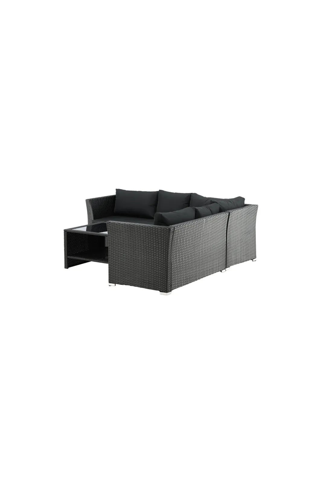 Garten Set Haiti aus schwarzem Geflecht mit schwarzen Polyesterkissen von Venture Home – Bild 2