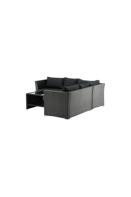 Garten Set Haiti aus schwarzem Geflecht mit schwarzen Polyesterkissen von Venture Home – Bild 2