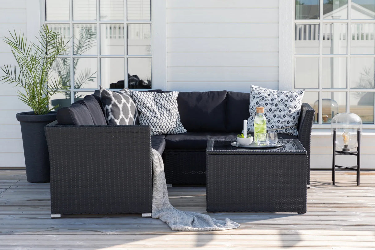 Garten Set Haiti aus schwarzem Geflecht mit schwarzen Polyesterkissen von Venture Home – Bild 27