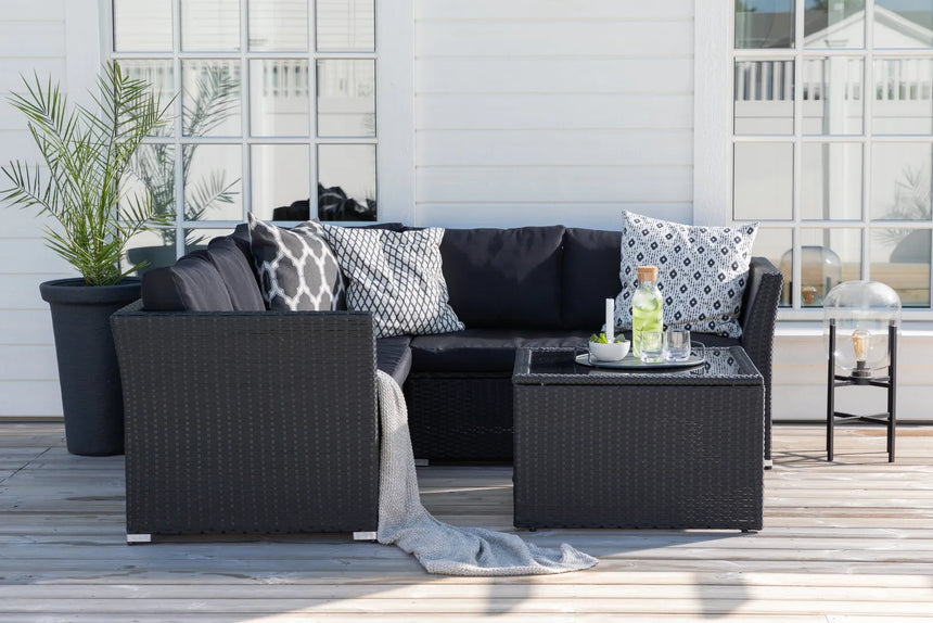 Garten Set Haiti aus schwarzem Geflecht mit schwarzen Polyesterkissen von Venture Home – Bild 27