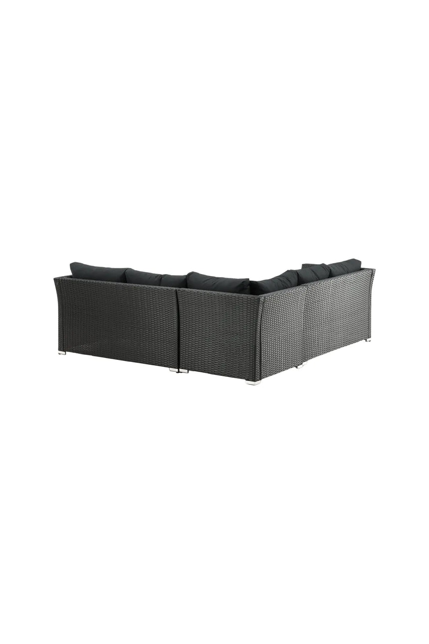 Garten Set Haiti aus schwarzem Geflecht mit schwarzen Polyesterkissen von Venture Home – Bild 5