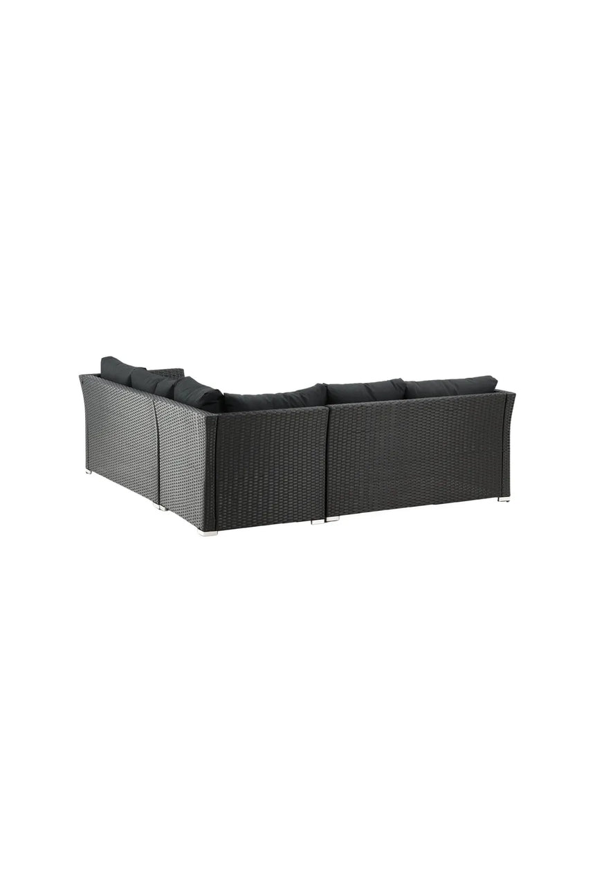 Garten Set Haiti aus schwarzem Geflecht mit schwarzen Polyesterkissen von Venture Home – Bild 6
