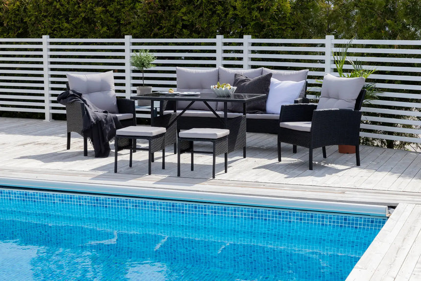 Garten Set Knock aus schwarzem Geflecht mit grauen Polstern von Venture Home – Bild 11