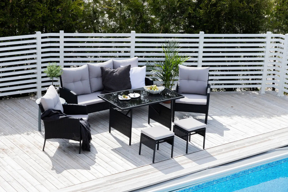 Garten Set Knock aus schwarzem Geflecht mit grauen Polstern von Venture Home – Bild 12