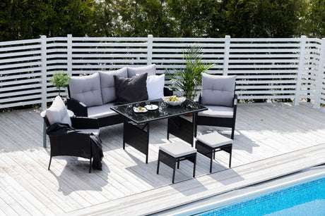 Garten Set Knock aus schwarzem Geflecht mit grauen Polstern von Venture Home – Bild 12