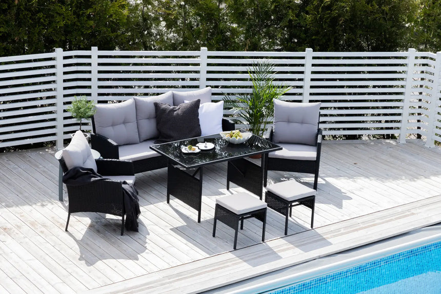 Garten Set Knock aus schwarzem Geflecht mit grauen Polstern von Venture Home – Bild 12