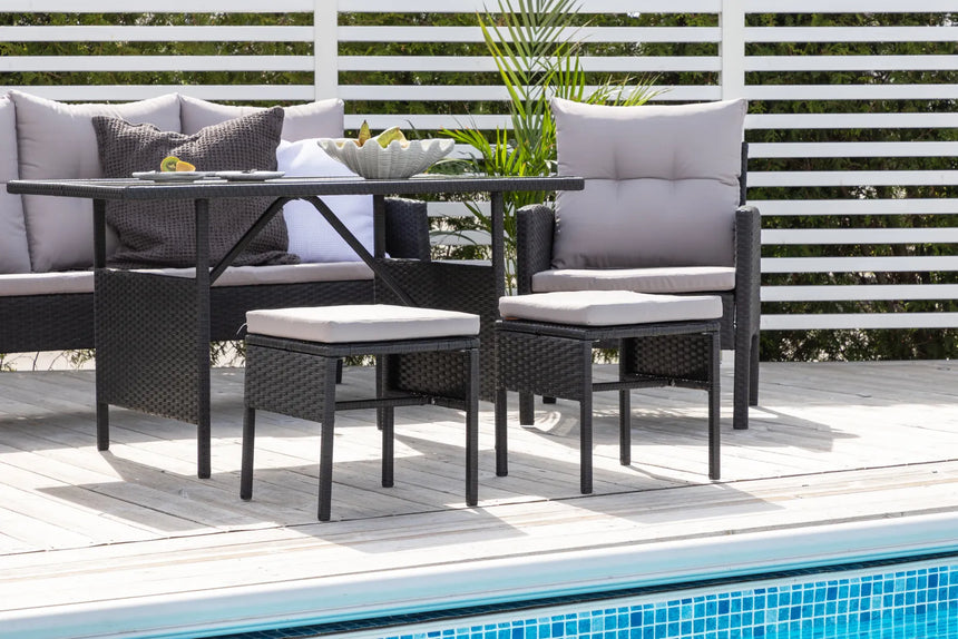 Garten Set Knock aus schwarzem Geflecht mit grauen Polstern von Venture Home – Bild 13