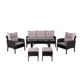 Garten Set Knock aus schwarzem Geflecht mit grauen Polstern - ZEN ZONE Furniture