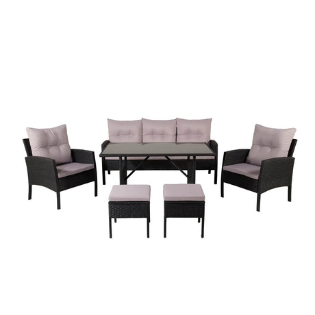 Garten Set Knock aus schwarzem Geflecht mit grauen Polstern - ZEN ZONE Furniture