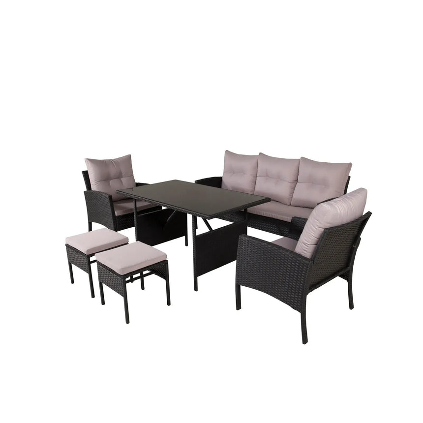 Garten Set Knock aus schwarzem Geflecht mit grauen Polstern - ZEN ZONE Furniture