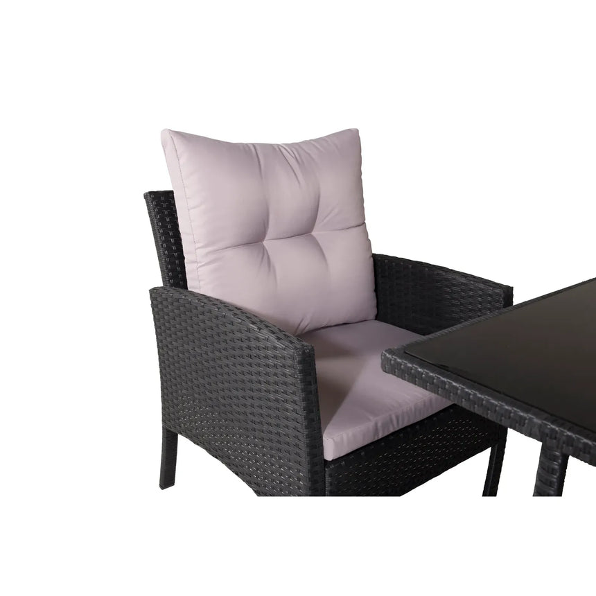 Garten Set Knock aus schwarzem Geflecht mit grauen Polstern - ZEN ZONE Furniture