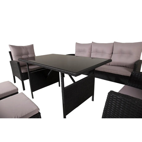 Garten Set Knock aus schwarzem Geflecht mit grauen Polstern - ZEN ZONE Furniture