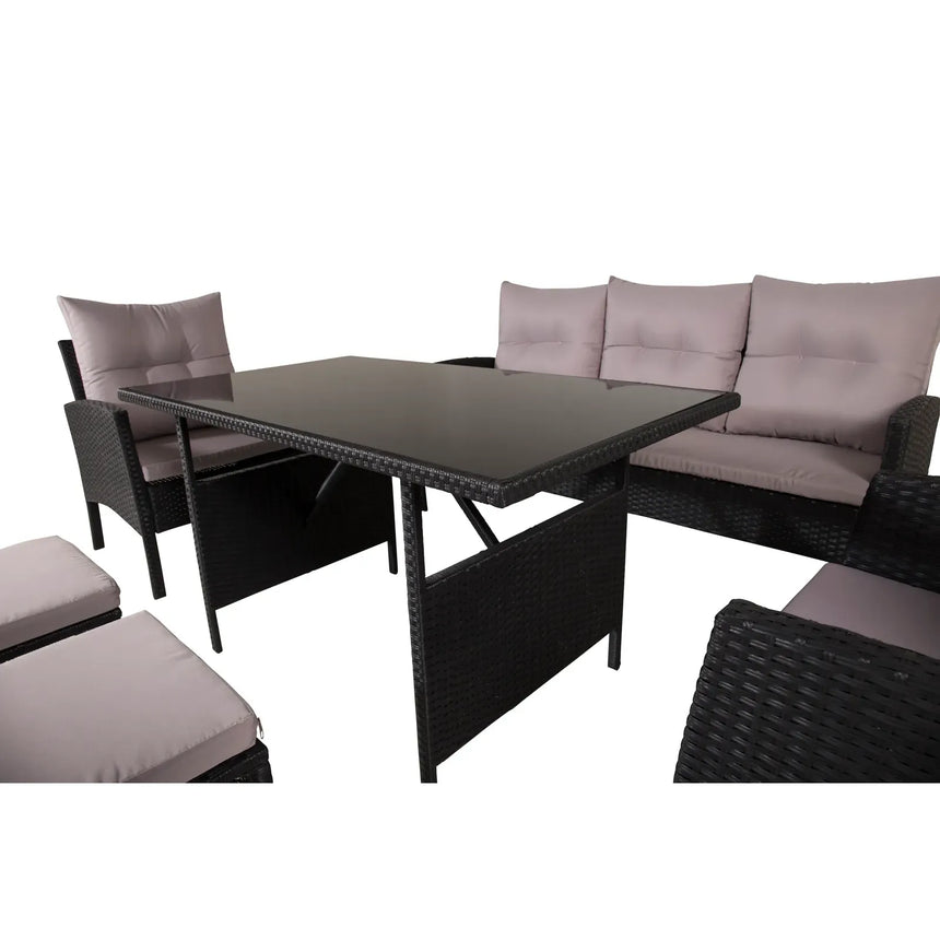 Garten Set Knock aus schwarzem Geflecht mit grauen Polstern - ZEN ZONE Furniture