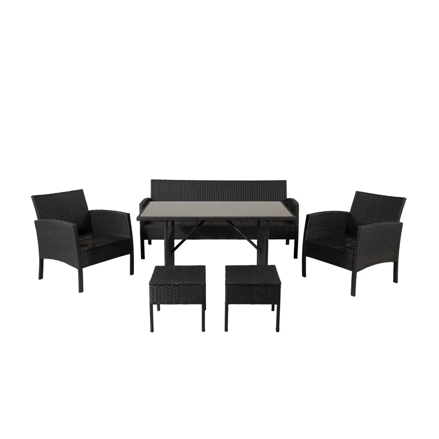 Garten Set Knock aus schwarzem Geflecht mit grauen Polstern - ZEN ZONE Furniture