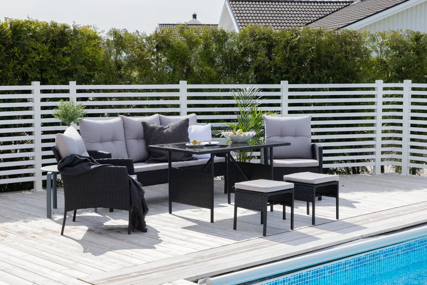 Garten Set Knock aus schwarzem Geflecht mit grauen Polstern von Venture Home – Bild 8