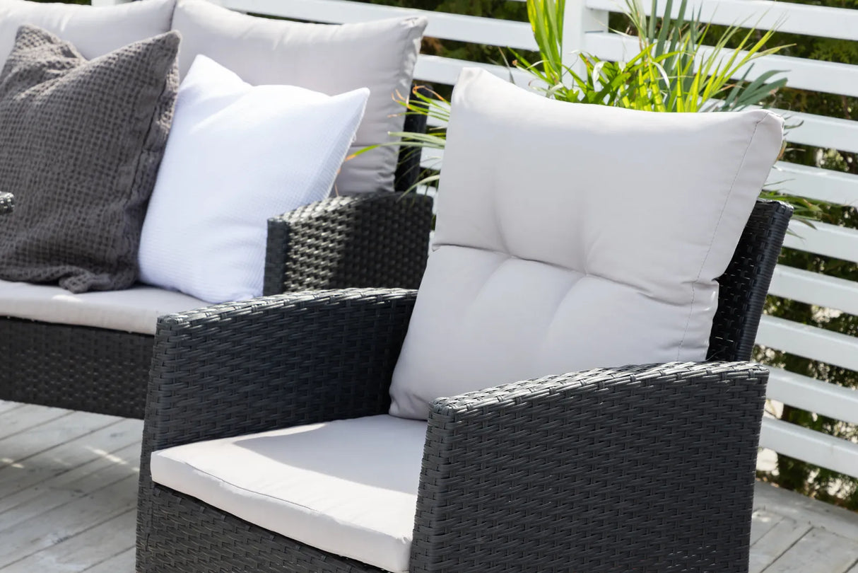 Garten Set Knock aus schwarzem Geflecht mit grauen Polstern von Venture Home – Bild 9