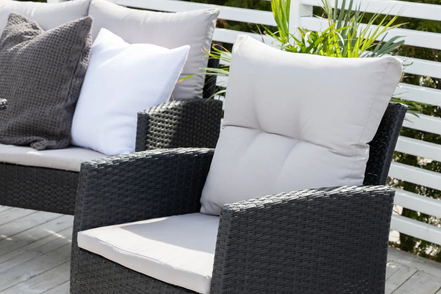 Garten Set Knock aus schwarzem Geflecht mit grauen Polstern von Venture Home – Bild 9