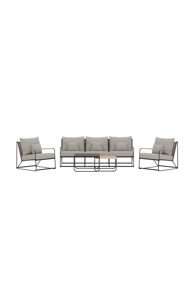 Garten Sitzgarnituren-Set Palazzo aus Bouclé Stoff in Schwarz/Beige von Venture Home – Bild 1