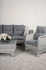 Garten Sitzgruppe Vikelund aus Kunststoffgeflecht und Glas in Grau von Venture Home – Bild 15