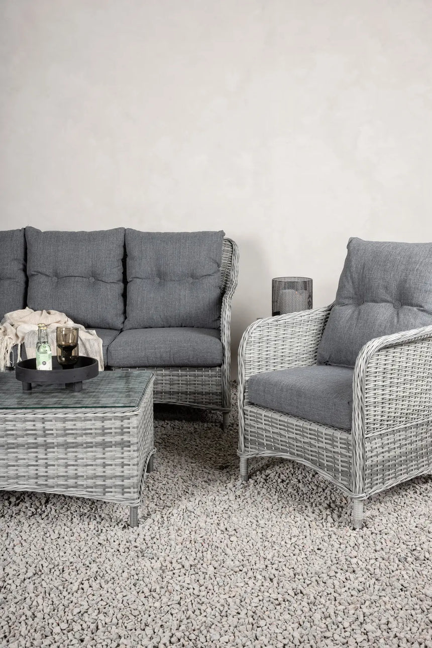 Garten Sitzgruppe Vikelund aus Kunststoffgeflecht und Glas in Grau von Venture Home – Bild 15