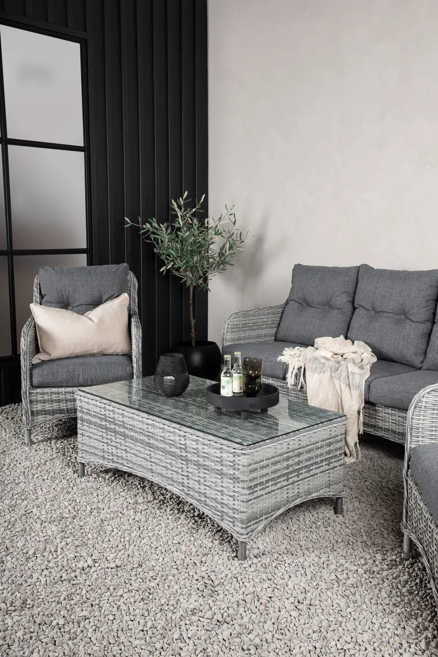 Garten Sitzgruppe Vikelund aus Kunststoffgeflecht und Glas in Grau von Venture Home – Bild 16