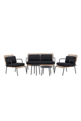 Garten Sitzgruppen-Set Paola aus Stahl und Naturgeflechtrattan in Schwarz und Natur von Venture Home – Bild 1