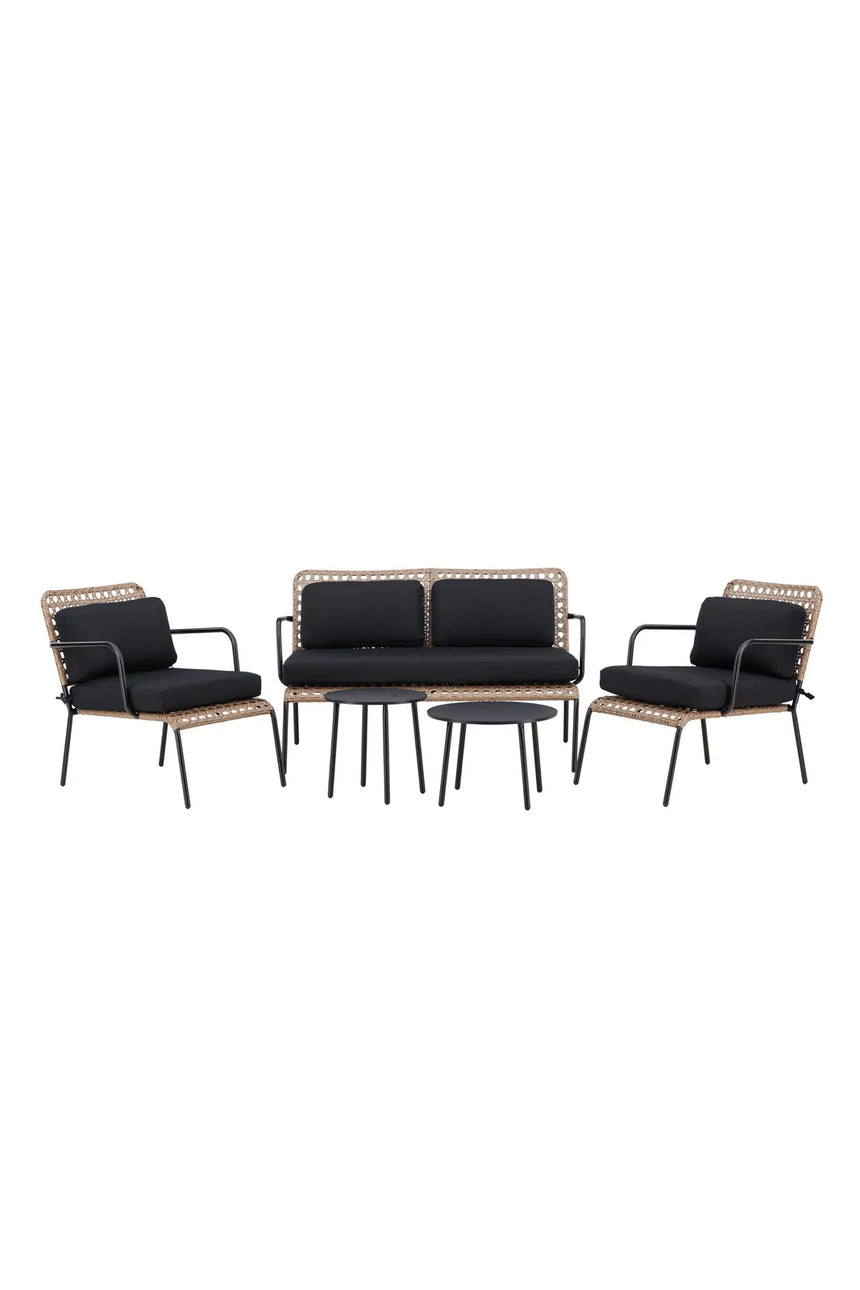 Garten Sitzgruppen-Set Paola aus Stahl und Naturgeflechtrattan in Schwarz und Natur von Venture Home – Bild 1