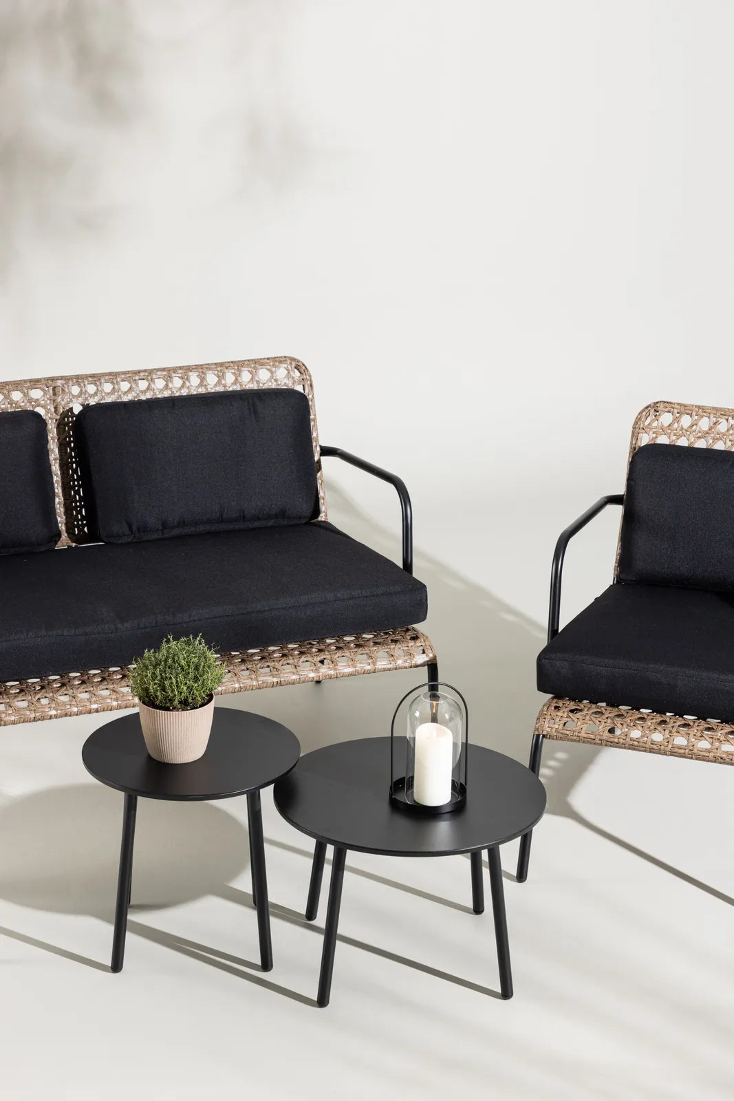 Garten Sitzgruppen-Set Paola aus Stahl und Naturgeflechtrattan in Schwarz und Natur von Venture Home – Bild 14