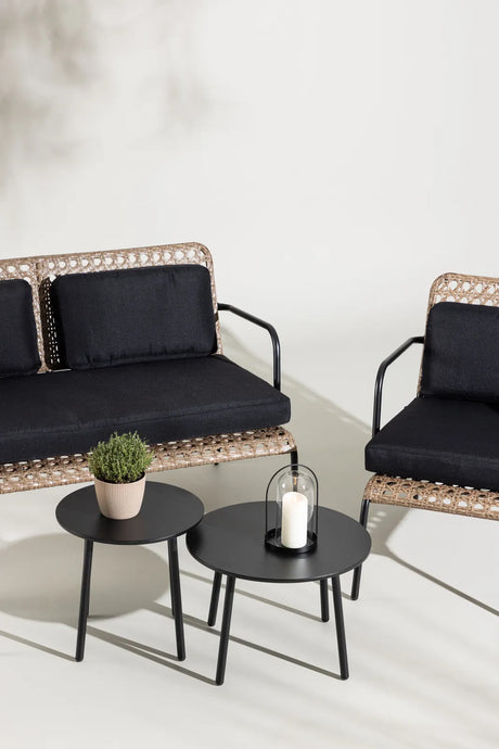 Garten Sitzgruppen-Set Paola aus Stahl und Naturgeflechtrattan in Schwarz und Natur von Venture Home – Bild 14