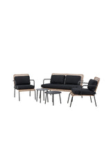 Garten Sitzgruppen-Set Paola aus Stahl und Naturgeflechtrattan in Schwarz und Natur von Venture Home – Bild 2