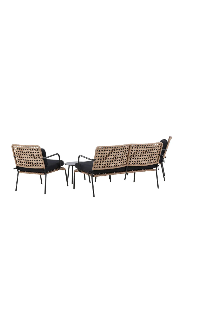 Garten Sitzgruppen-Set Paola aus Stahl und Naturgeflechtrattan in Schwarz und Natur von Venture Home – Bild 6