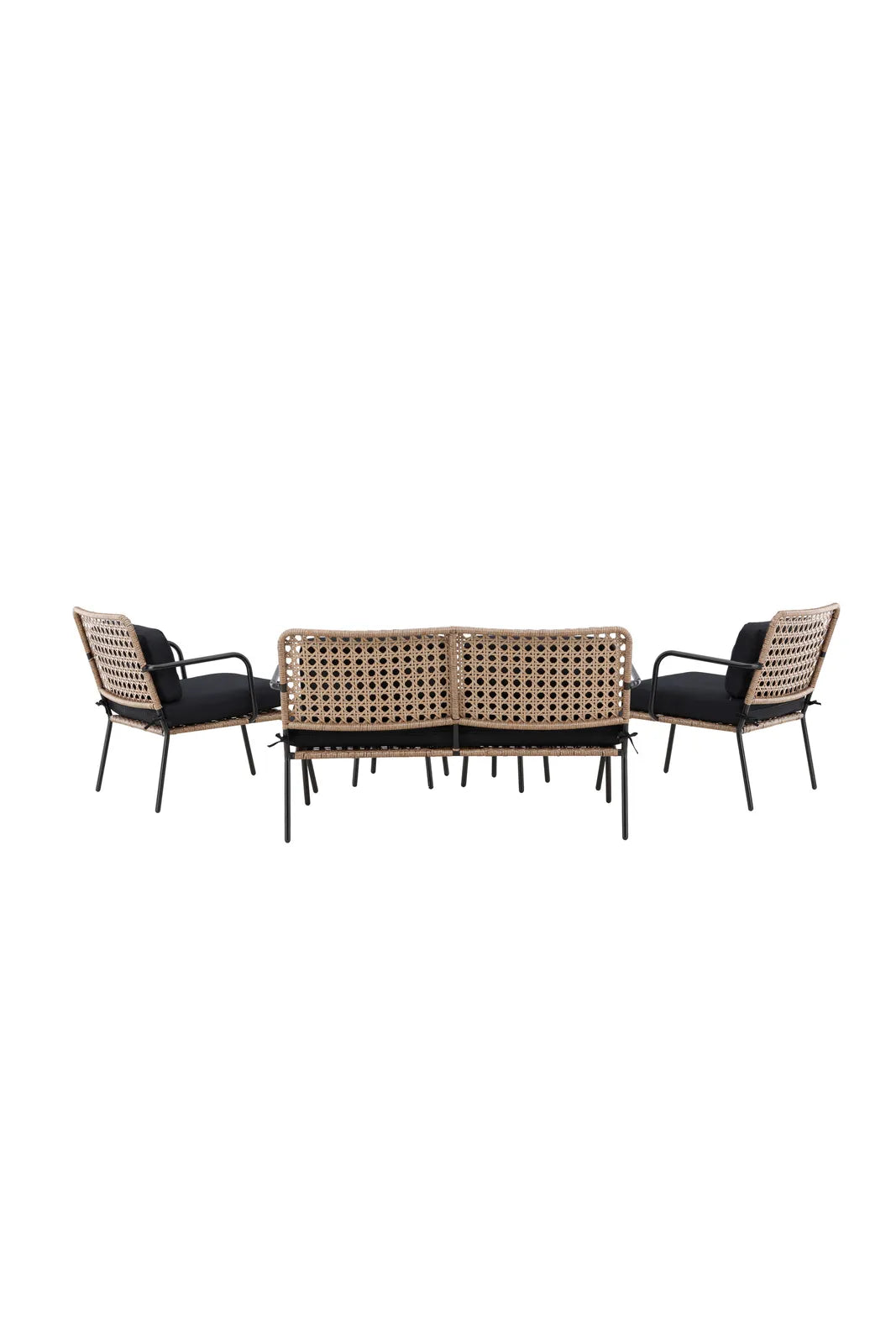 Garten Sitzgruppen-Set Paola aus Stahl und Naturgeflechtrattan in Schwarz und Natur von Venture Home – Bild 7