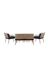 Garten Sitzgruppen-Set Paola aus Stahl und Naturgeflechtrattan in Schwarz und Natur von Venture Home – Bild 7