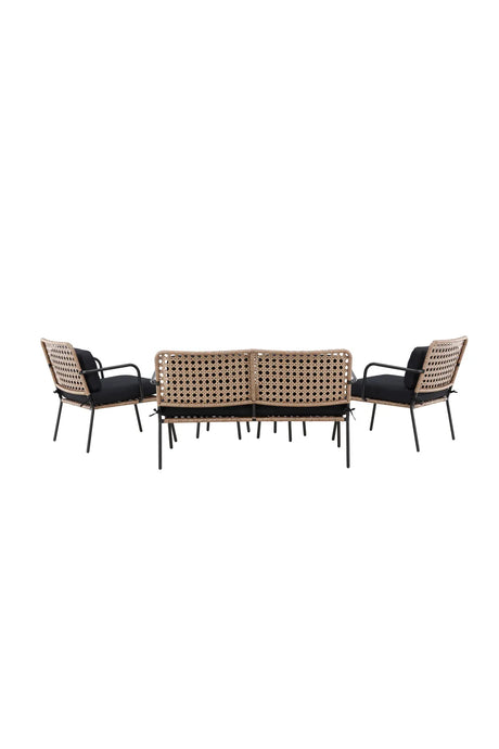 Garten Sitzgruppen-Set Paola aus Stahl und Naturgeflechtrattan in Schwarz und Natur von Venture Home – Bild 7