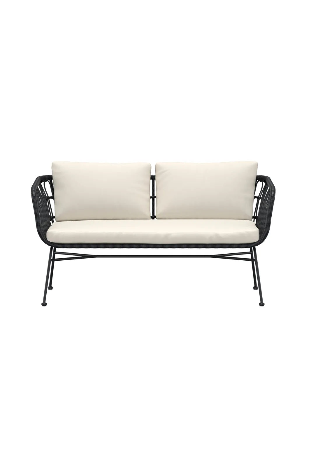 Garten Sofa Isola aus Stahl und Rattan in Schwarz und Beige, 140×67×71 cm von Venture Home – Bild 1