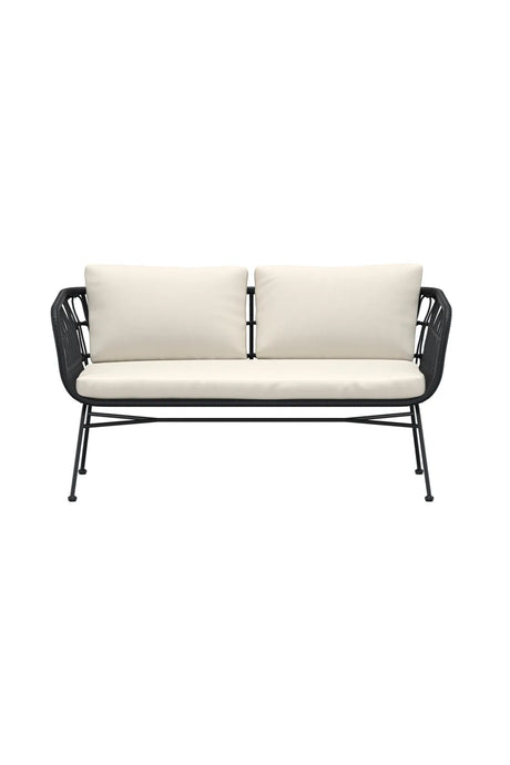 Garten Sofa Isola aus Stahl und Rattan in Schwarz und Beige, 140×67×71 cm von Venture Home – Bild 1