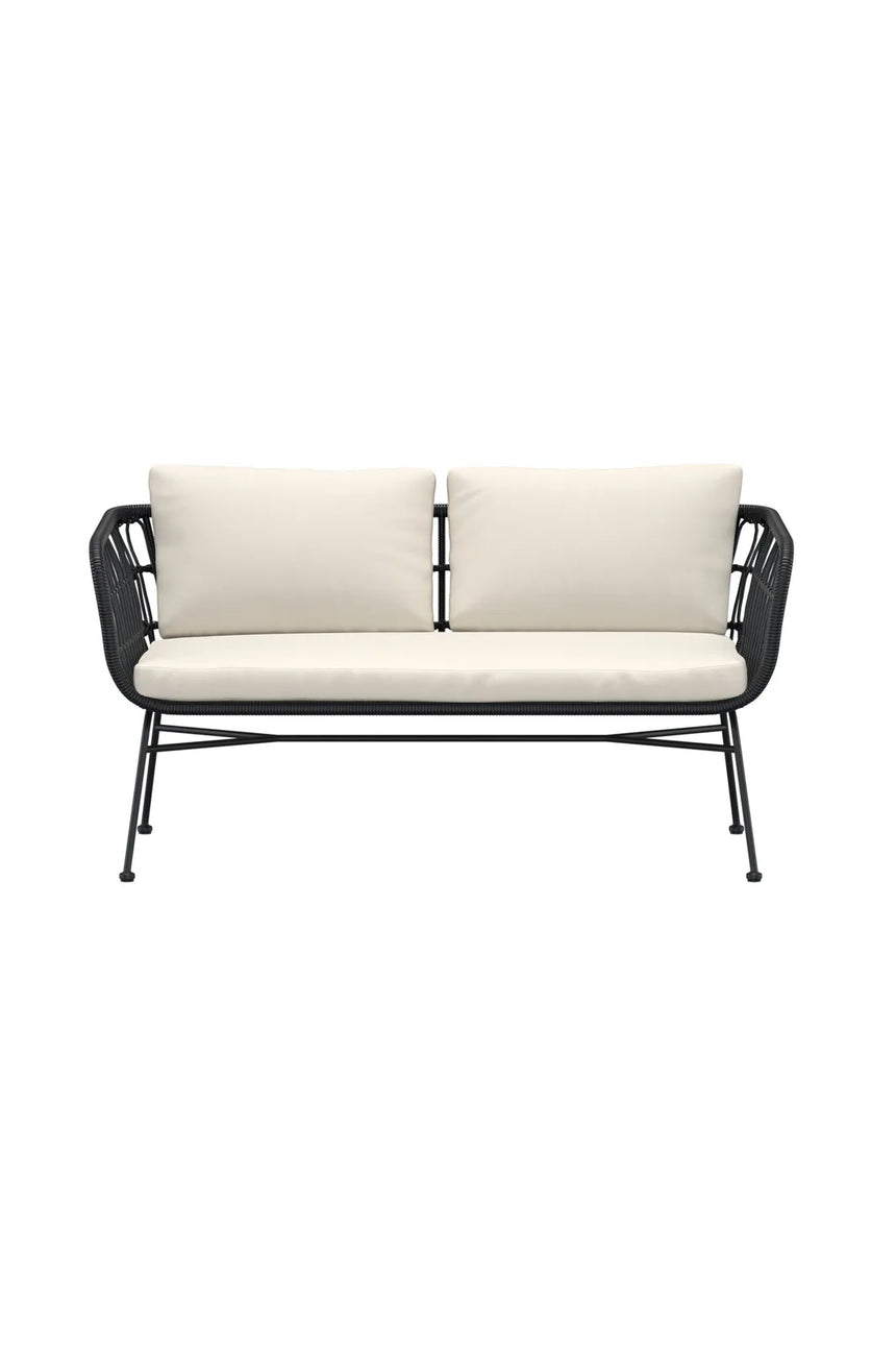 Garten Sofa Isola aus Stahl und Rattan in Schwarz und Beige, 140×67×71 cm von Venture Home – Bild 1
