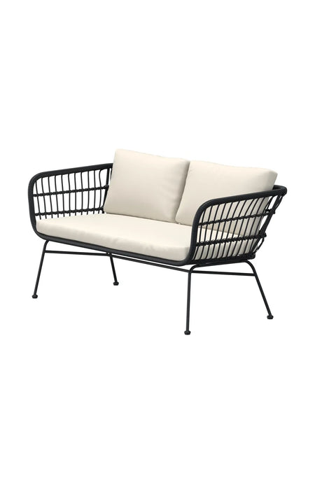 Garten Sofa Isola aus Stahl und Rattan in Schwarz und Beige, 140×67×71 cm von Venture Home – Bild 3