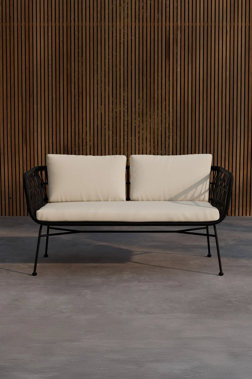 Garten Sofa Isola aus Stahl und Rattan in Schwarz und Beige, 140×67×71 cm von Venture Home – Bild 4