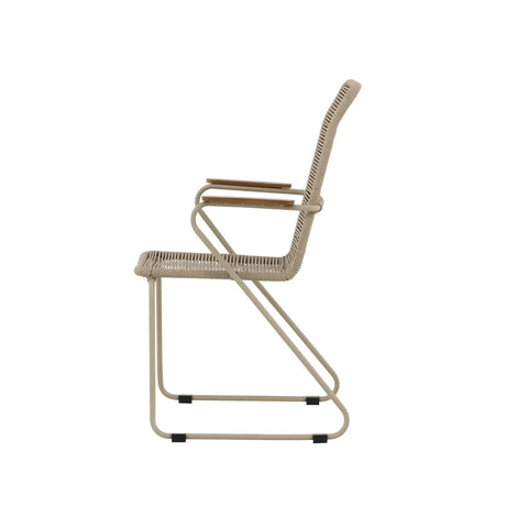 Gartenstuhl Bois aus Stahl, Seil und Akazie in Beige - ZEN ZONE Furniture