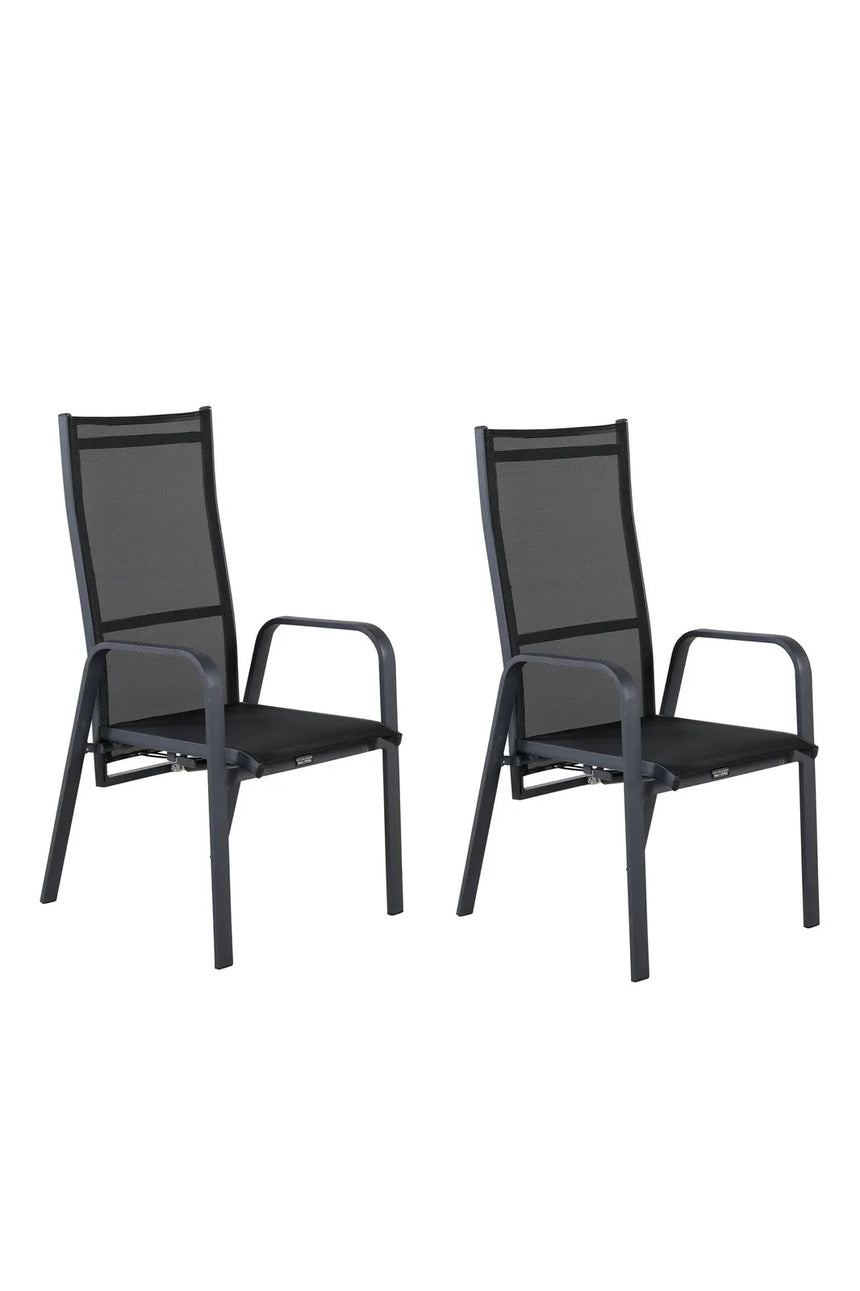 Gartenstuhl Copacabana aus Aluminium und Textilene in Schwarz von Venture Home – Bild 1