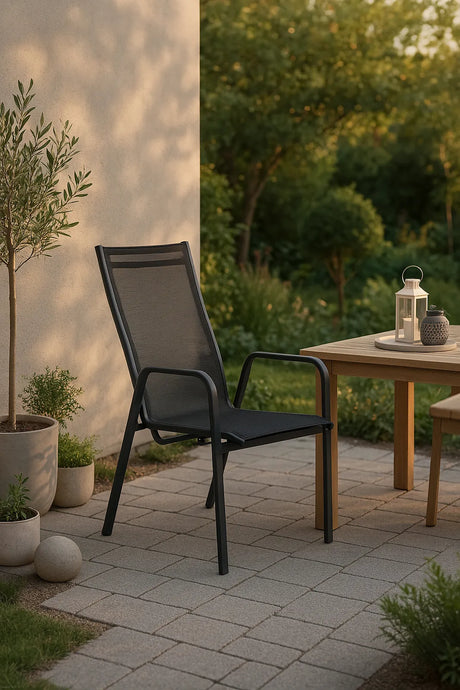 Gartenstuhl Copacabana aus Aluminium und Textilene in Schwarz von Venture Home – Bild 2