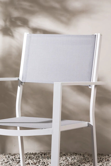 Gartenstuhl Copacabana aus Aluminium und Textilene in Weiss, Grau von Venture Home – Bild 15