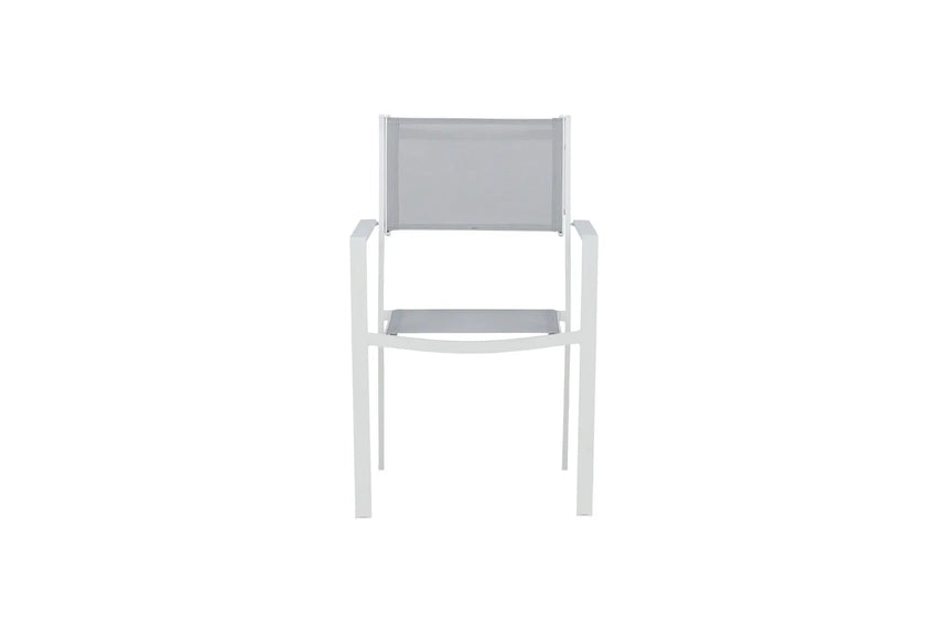 Gartenstuhl Copacabana aus Aluminium und Textilene in Weiss, Grau von Venture Home – Bild 16