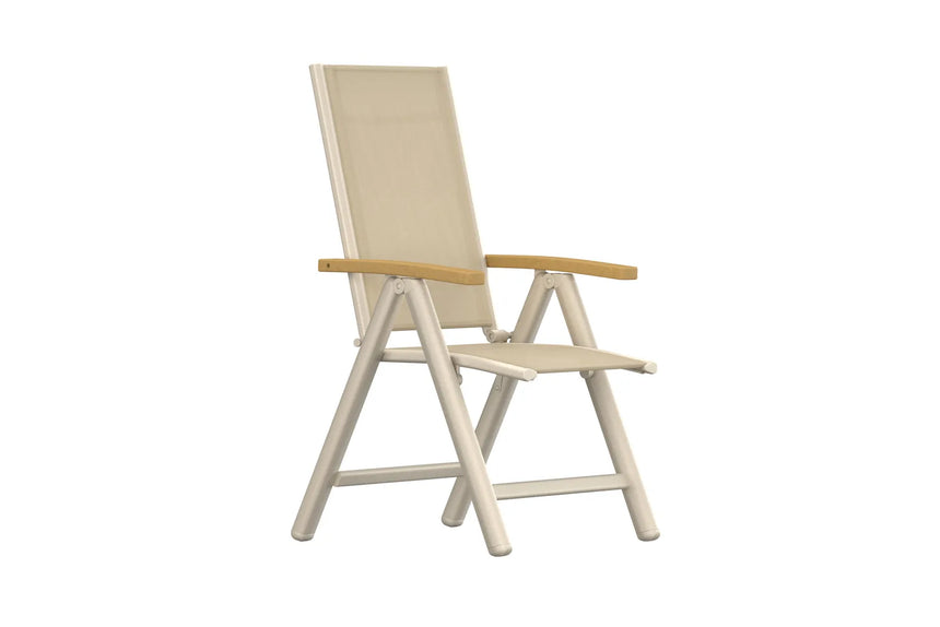 Gartenstuhl Panama aus Aluminium, Teak und Textilene in Beige, 5-fach verstellbar von Venture Home – Bild 6