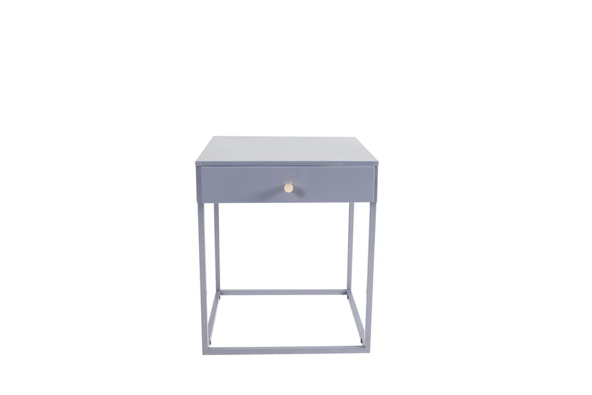 Nachttisch Bakal aus Stahl in hellgrau, 43x41x50 cm von Venture Home – Bild 1